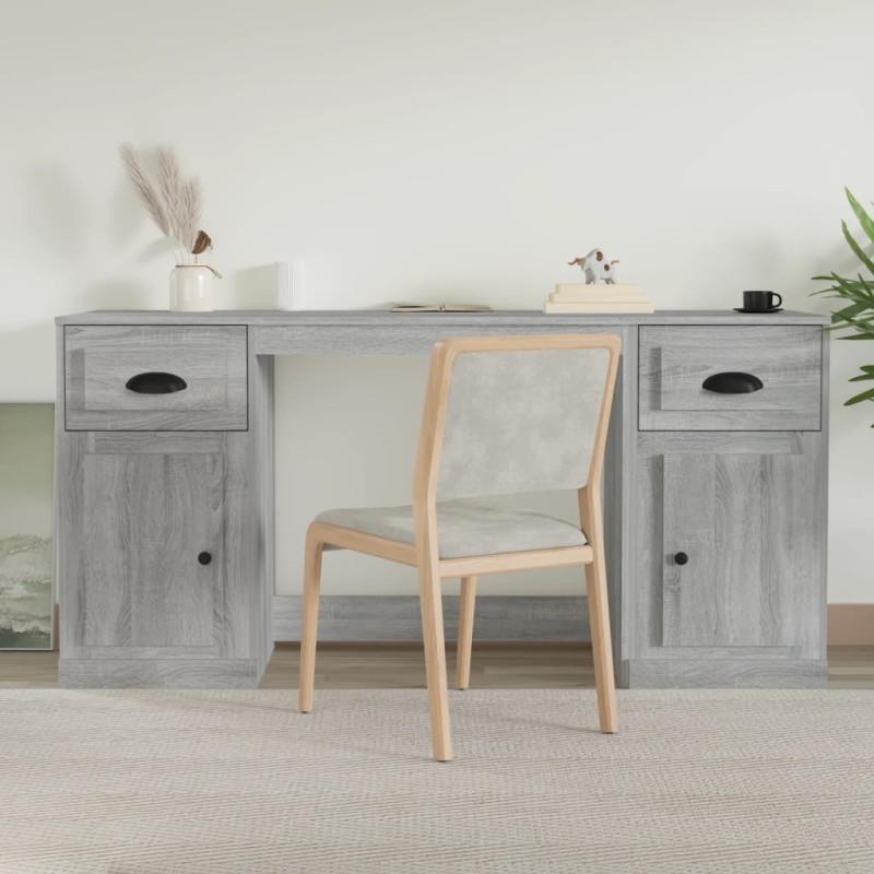 vidaXL Schreibtisch mit Stauraum Grau Sonoma Holzwerkstoff vidaXL Schreibtisch mit Stauraum Grau Sonoma Holzwerkstoff