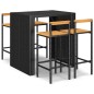 vidaXL 5-tlg. Gartenbar-Set Schwarz Poly Rattan & Massivholz Akazie vidaXL 5-tlg. Gartenbar-Set Schwarz Poly Rattan & Massivholz Akazie