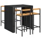 vidaXL 5-tlg. Gartenbar-Set Schwarz Poly Rattan & Massivholz Akazie vidaXL 5-tlg. Gartenbar-Set Schwarz Poly Rattan & Massivholz Akazie