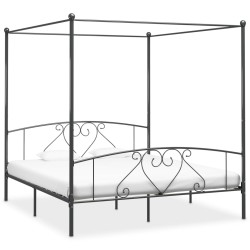 vidaXL Himmelbett-Gestell Grau Metall 180 x 200 cm 