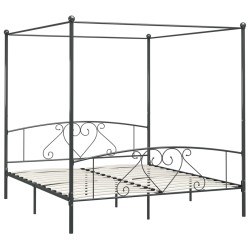 vidaXL Himmelbett-Gestell Grau Metall 180 x 200 cm 
