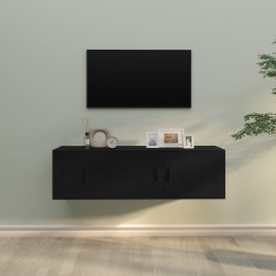 vidaXL 2-tlg. TV-Schrank-Set Schwarz Holzwerkstoff