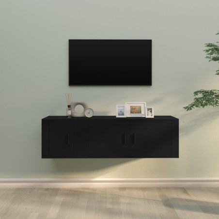 vidaXL 2-tlg. TV-Schrank-Set Schwarz Holzwerkstoff