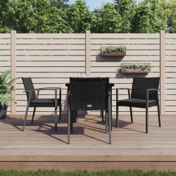 vidaXL 5-tlg. Garten-Essgruppe mit Kissen Poly Rattan und Stahl