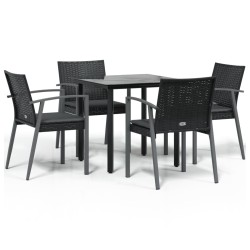 vidaXL 5-tlg. Garten-Essgruppe mit Kissen Poly Rattan und Stahl