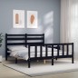 vidaXL Massivholzbett mit Kopfteil Schwarz 160x200 cm vidaXL Massivholzbett mit Kopfteil Schwarz 160x200 cm