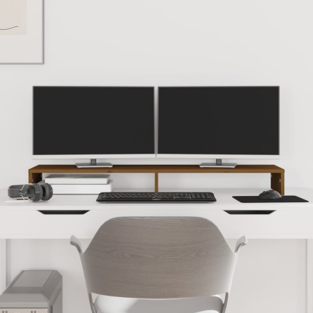 vidaXL Monitorständer Honigbraun 100x27x10 cm Massivholz Kiefer