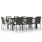 vidaXL 9-tlg. Garten-Essgruppe mit Kissen Schwarz Poly Rattan vidaXL 9-tlg. Garten-Essgruppe mit Kissen Schwarz Poly Rattan