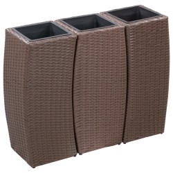 vidaXL Garten-Hochbeete 3-tlg. Poly Rattan Braun