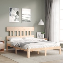vidaXL Massivholzbett mit Kopfteil 120x200 cm