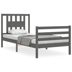 vidaXL Massivholzbett mit Kopfteil Grau 100x200 cm