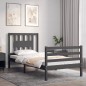 vidaXL Massivholzbett mit Kopfteil Grau 100x200 cm vidaXL Massivholzbett mit Kopfteil Grau 100x200 cm