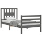 vidaXL Massivholzbett mit Kopfteil Grau 100x200 cm vidaXL Massivholzbett mit Kopfteil Grau 100x200 cm