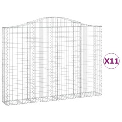 vidaXL Gabionen mit Hochbogen 11Stk. 200x30x140/160cm Verzinktes Eisen