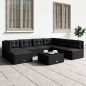 vidaXL 7-tlg. Garten-Lounge-Set mit Kissen Schwarz Poly Rattan vidaXL 7-tlg. Garten-Lounge-Set mit Kissen Schwarz Poly Rattan