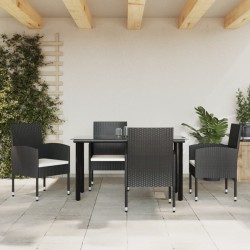 vidaXL 5-tlg. Garten-Essgruppe Schwarz Poly Rattan und Stahl