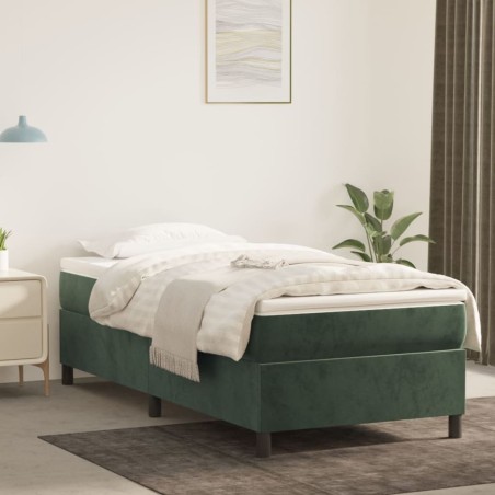 vidaXL Boxspringbett mit Matratze Dunkelgrün 90x200 cm Samt