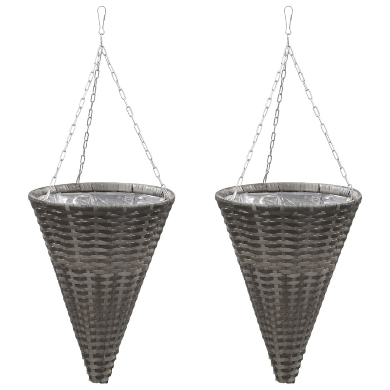 vidaXL Hängepflanzkörbe 2 Stk. Poly Rattan Grau vidaXL Hängepflanzkörbe 2 Stk. Poly Rattan Grau