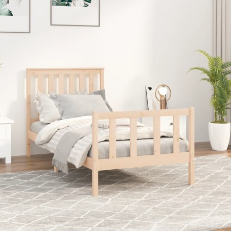 vidaXL Massivholzbett mit Kopfteil 90x200 cm Kiefer