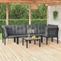 vidaXL 6-tlg. Garten-Lounge-Set Schwarz und Grau Poly Rattan vidaXL 6-tlg. Garten-Lounge-Set Schwarz und Grau Poly Rattan