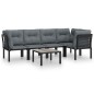 vidaXL 6-tlg. Garten-Lounge-Set Schwarz und Grau Poly Rattan vidaXL 6-tlg. Garten-Lounge-Set Schwarz und Grau Poly Rattan