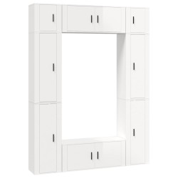 vidaXL 8-tlg. TV-Schrank-Set Hochglanz-Weiß Holzwerkstoff