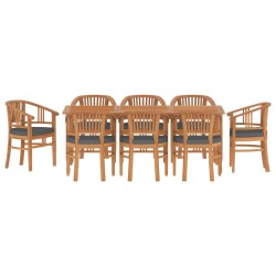 vidaXL 9-tlg. Garten-Essgruppe Massivholz Teak