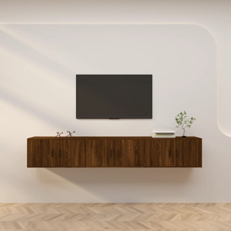 vidaXL TV-Wandschränke 3 Stk. Braun Eichen-Optik 80x34,5x40 cm vidaXL TV-Wandschränke 3 Stk. Braun Eichen-Optik 80x34,5x40 cm