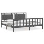 vidaXL Massivholzbett mit Kopfteil Grau 200x200 cm vidaXL Massivholzbett mit Kopfteil Grau 200x200 cm