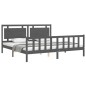 vidaXL Massivholzbett mit Kopfteil Grau 200x200 cm vidaXL Massivholzbett mit Kopfteil Grau 200x200 cm