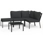 vidaXL 5-tlg. Garten-Lounge-Set mit Grauen Kissen Stahl vidaXL 5-tlg. Garten-Lounge-Set mit Grauen Kissen Stahl