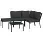 vidaXL 5-tlg. Garten-Lounge-Set mit Grauen Kissen Stahl vidaXL 5-tlg. Garten-Lounge-Set mit Grauen Kissen Stahl
