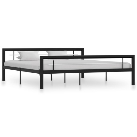 vidaXL Bettgestell Schwarz und Weiß Metall 180×200 cm 