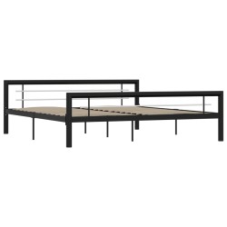 vidaXL Bettgestell Schwarz und Weiß Metall 180×200 cm 