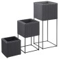 vidaXL Garten-Hochbeete 3-tlg. Poly Rattan Schwarz vidaXL Garten-Hochbeete 3-tlg. Poly Rattan Schwarz