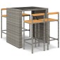 vidaXL 5-tlg. Gartenbar-Set Grau Poly Rattan & Massivholz Akazie vidaXL 5-tlg. Gartenbar-Set Grau Poly Rattan & Massivholz Akazie