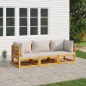 vidaXL 3-tlg. Garten-Lounge-Set mit Hellgrauen Kissen Massivholz vidaXL 3-tlg. Garten-Lounge-Set mit Hellgrauen Kissen Massivholz