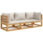 vidaXL 3-tlg. Garten-Lounge-Set mit Hellgrauen Kissen Massivholz vidaXL 3-tlg. Garten-Lounge-Set mit Hellgrauen Kissen Massivholz
