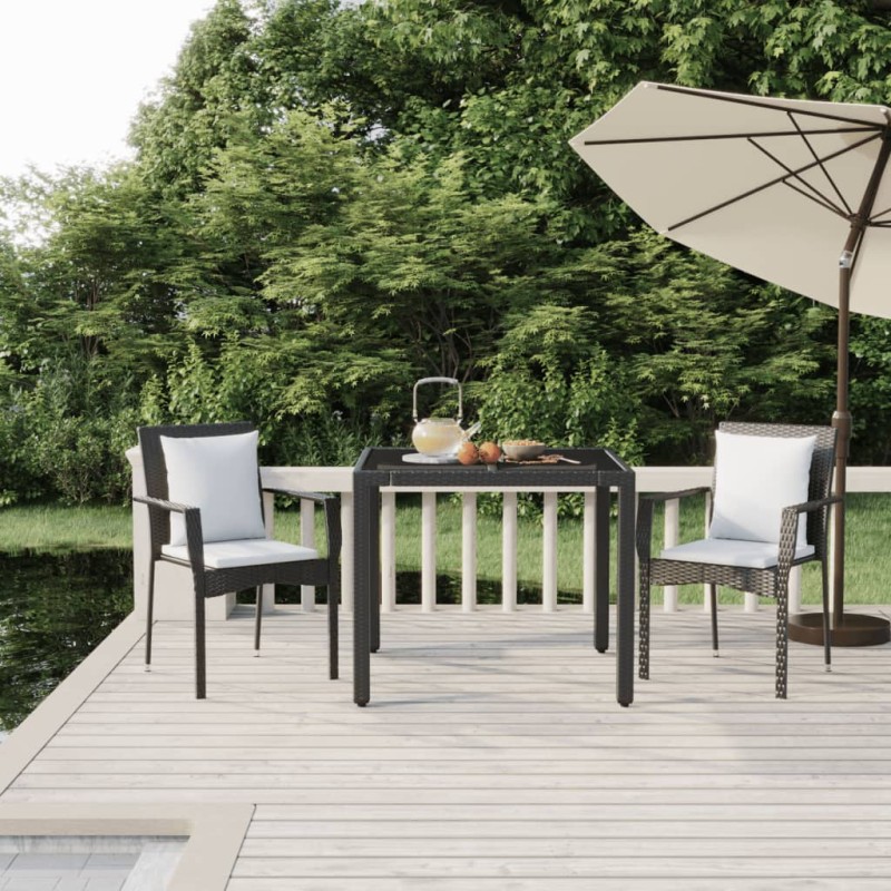 vidaXL 3-tlg. Garten-Essgruppe mit Kissen Schwarz Poly Rattan vidaXL 3-tlg. Garten-Essgruppe mit Kissen Schwarz Poly Rattan