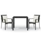 vidaXL 3-tlg. Garten-Essgruppe mit Kissen Schwarz Poly Rattan vidaXL 3-tlg. Garten-Essgruppe mit Kissen Schwarz Poly Rattan