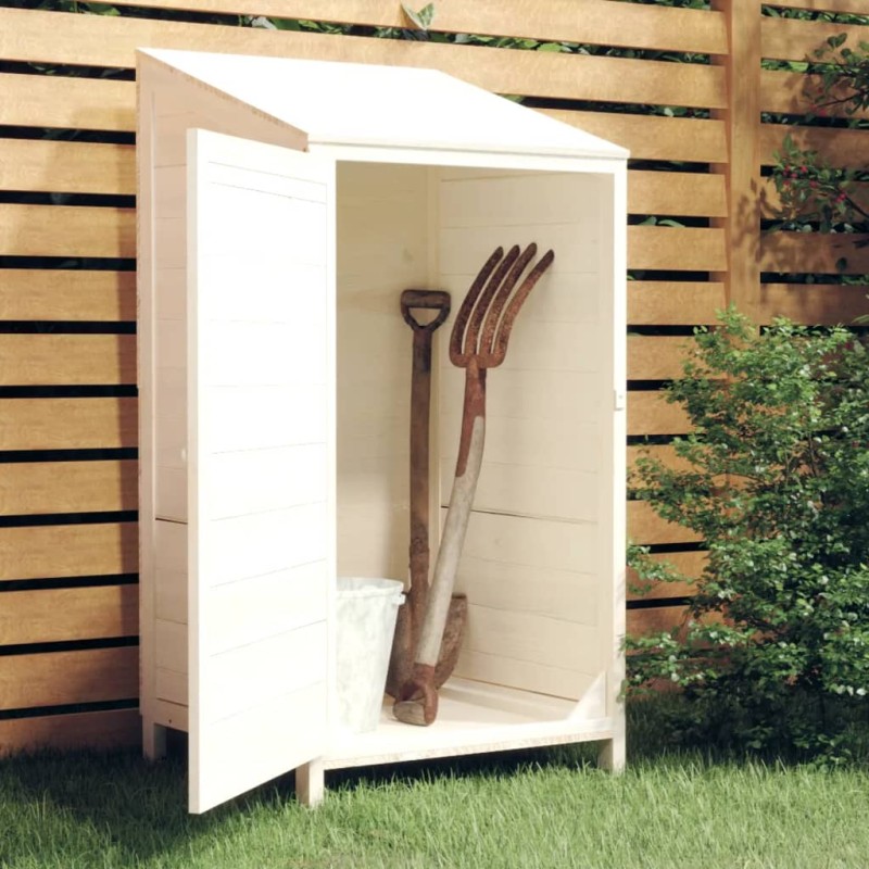 vidaXL Geräteschuppen Weiß 55x52x112 cm Massivholz Tanne vidaXL Geräteschuppen Weiß 55x52x112 cm Massivholz Tanne