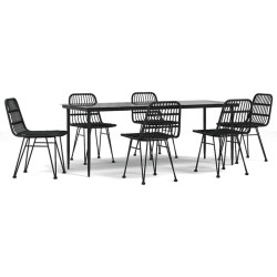 vidaXL 7-tlg. Garten-Essgruppe Schwarz Poly Rattan
