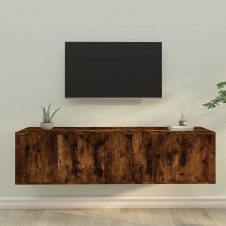 vidaXL 3-tlg. TV-Schrank-Set Räuchereiche Holzwerkstoff