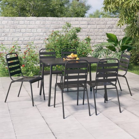 vidaXL 7-tlg. Garten-Essgruppe Anthrazit Stahl