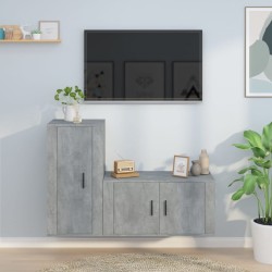vidaXL 2-tlg. TV-Schrank-Set Betongrau Holzwerkstoff