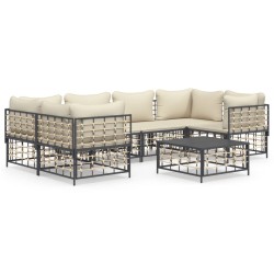 vidaXL 7-tlg. Garten-Lounge-Set mit Kissen Anthrazit Poly Rattan