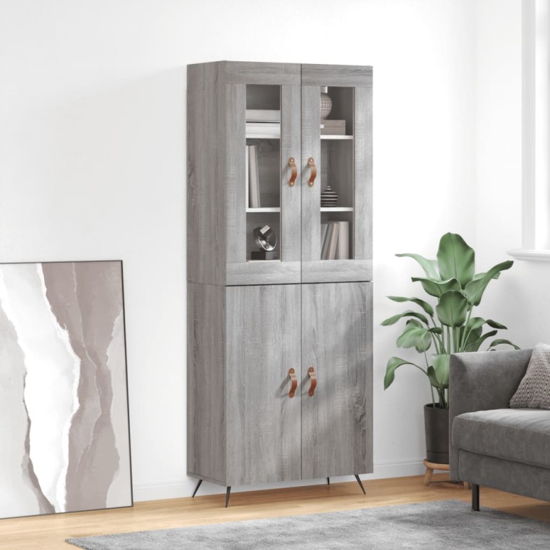 vidaXL Highboard Grau Sonoma 69,5x34x180 cm Holzwerkstoff vidaXL Highboard Grau Sonoma 69,5x34x180 cm Holzwerkstoff