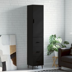 vidaXL Highboard Schwarz 34,5x34x180 cm Holzwerkstoff
