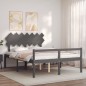vidaXL Massivholzbett mit Kopfteil Grau 140x200 cm vidaXL Massivholzbett mit Kopfteil Grau 140x200 cm
