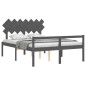 vidaXL Massivholzbett mit Kopfteil Grau 140x200 cm vidaXL Massivholzbett mit Kopfteil Grau 140x200 cm